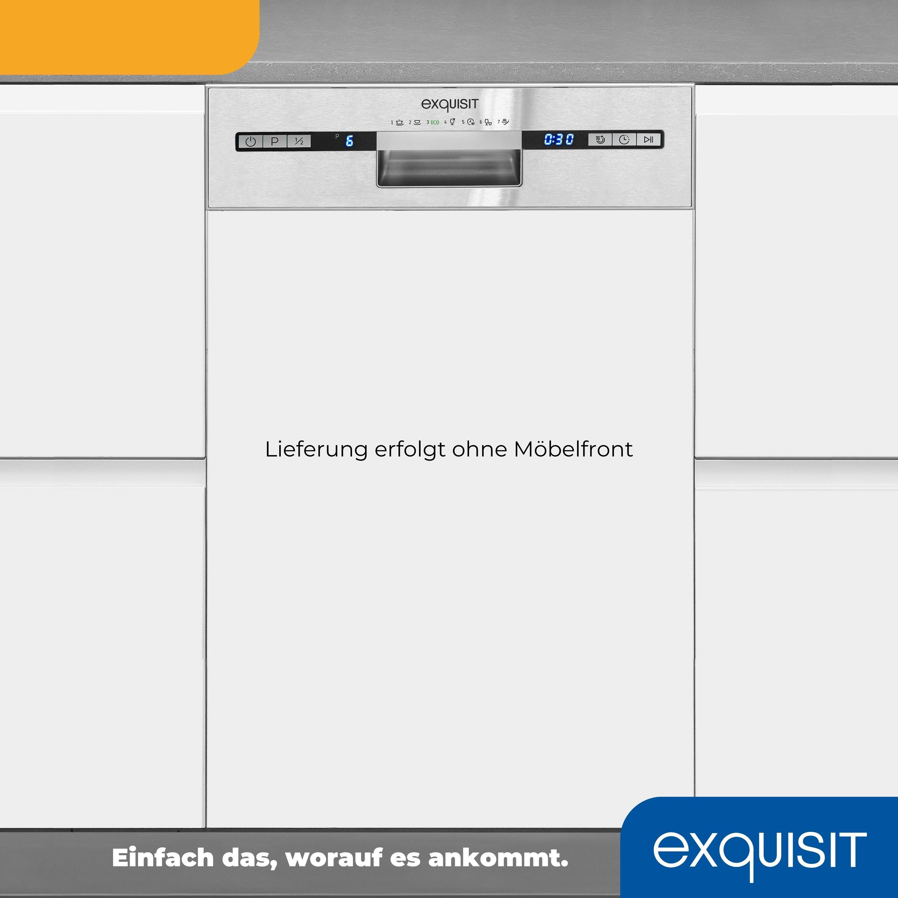 exquisit teilintegrierbarer Geschirrspüler EGSP2109-EB-030E, 9 Maßgedecke, Kompakt und ideal für kleine, schmale Nischen, kleine(Single)Haushalte – Bild 5 von 5