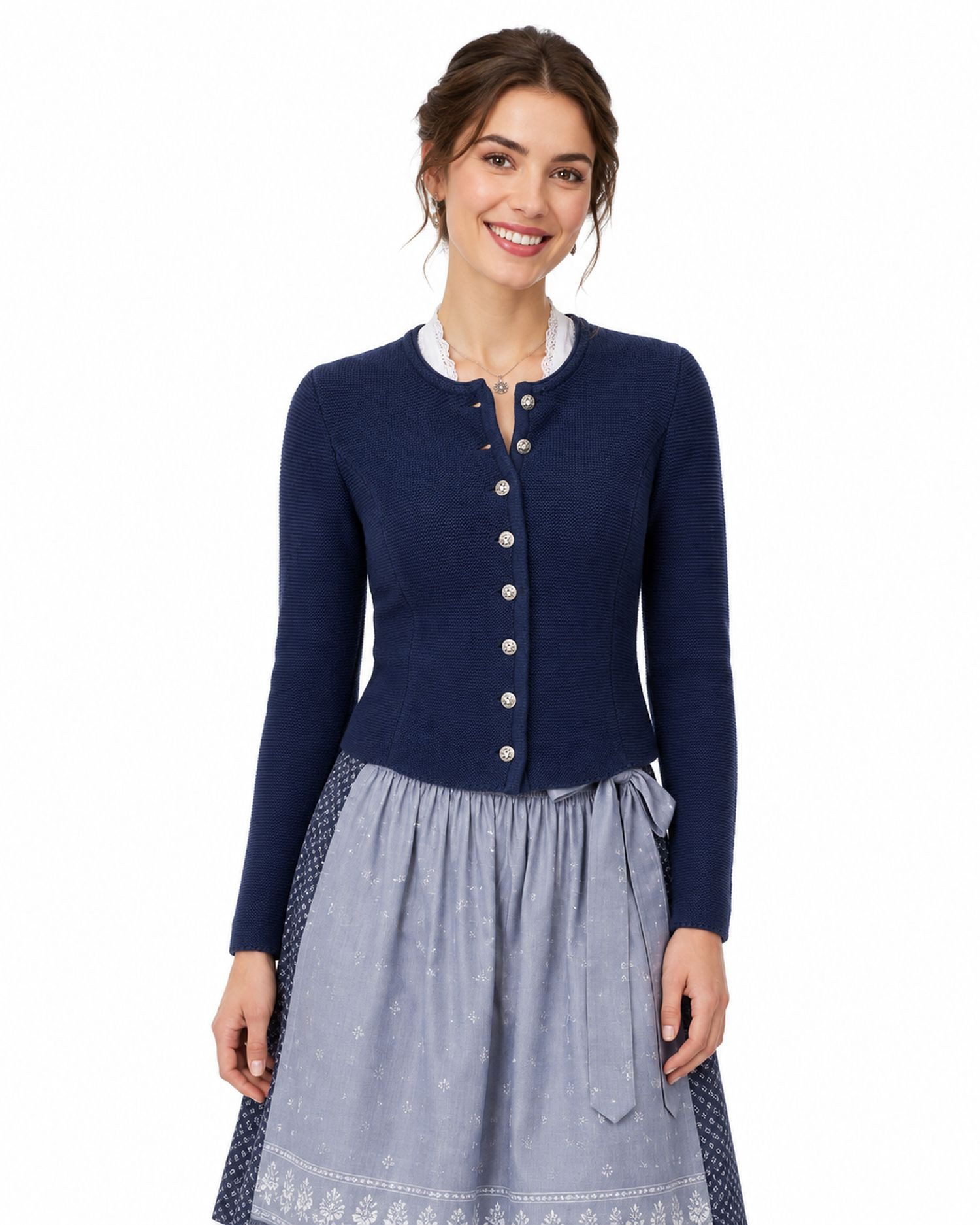 Isar-Trachten Trachtenstrickjacke Isar-Trachten Damen Strickjacke 'Saskia', Marineb