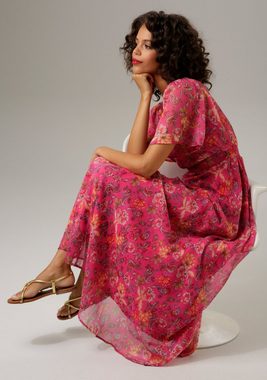 Aniston CASUAL Sommerkleid mit phantasievollem Blumen- und Paisley-Druck - NEUE KOLLEKTION
