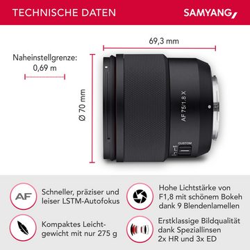 Samyang AF 75mm F1,8 für Fuji X Teleobjektiv