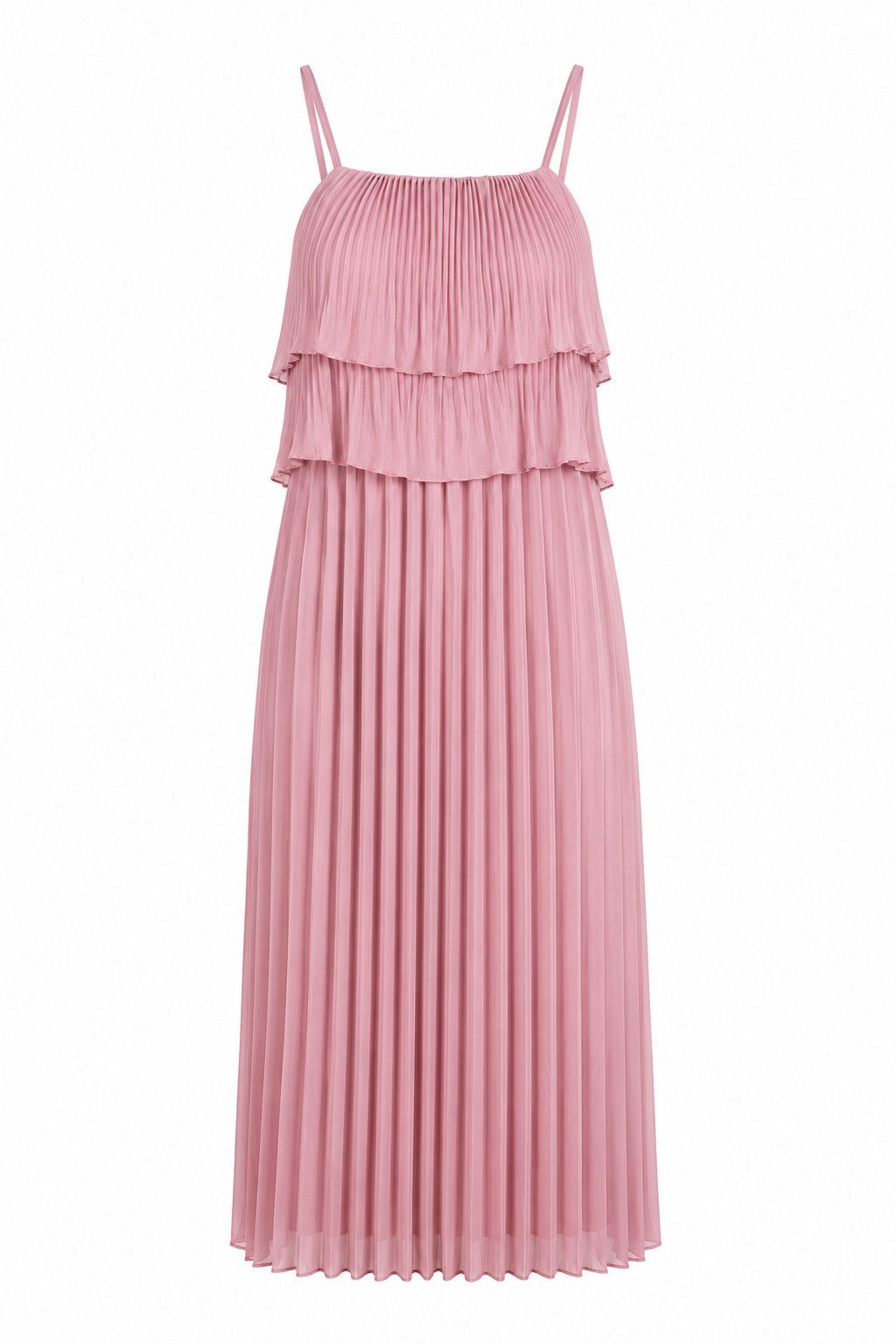 ITALY VIBES Plisseekleid - Maxi-Kleid Damen - langes Abendkleid mit Spaghettiträgern ONE SIZE - passend für Größen S-L