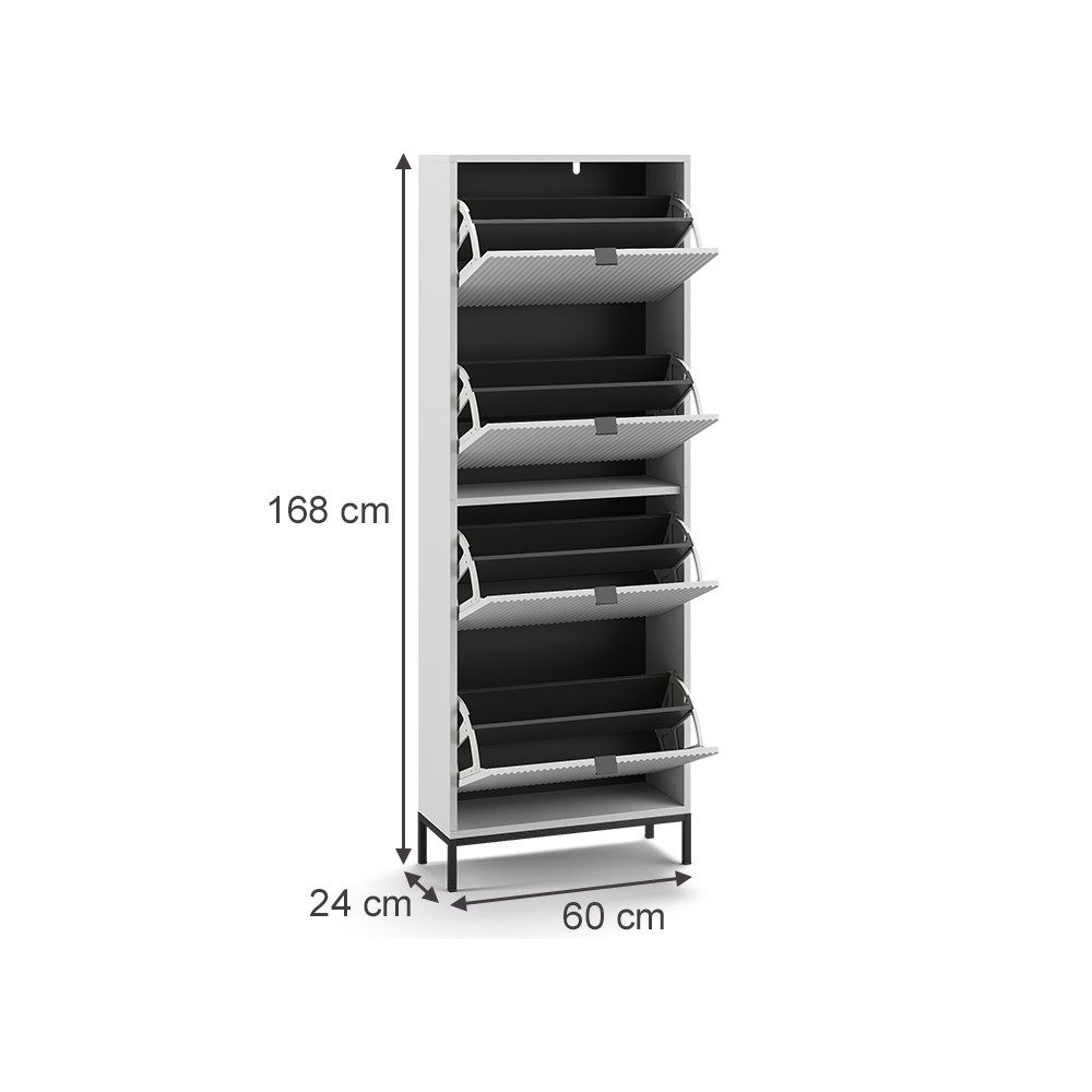 Vicco Schuhkipper Eliza, Weiß, 60 x 168 cm mit 4 Klappschubladen günstig online kaufen