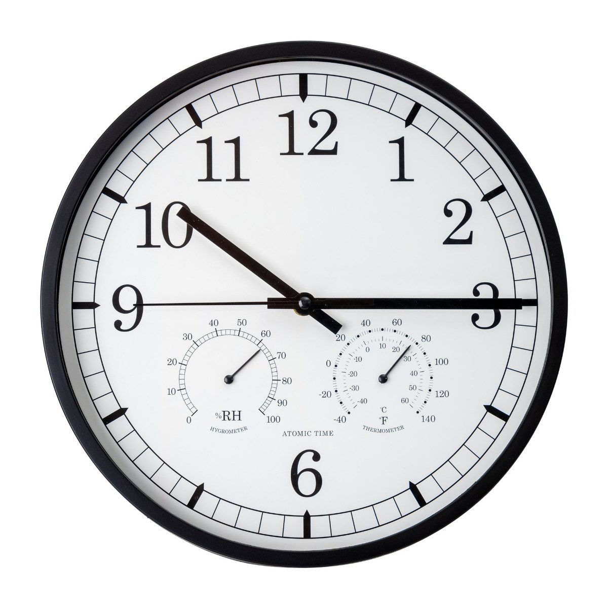 Platinet Wanduhr PZTW (Leises Quarzwerk mit Thermometer und Hygrometer)
