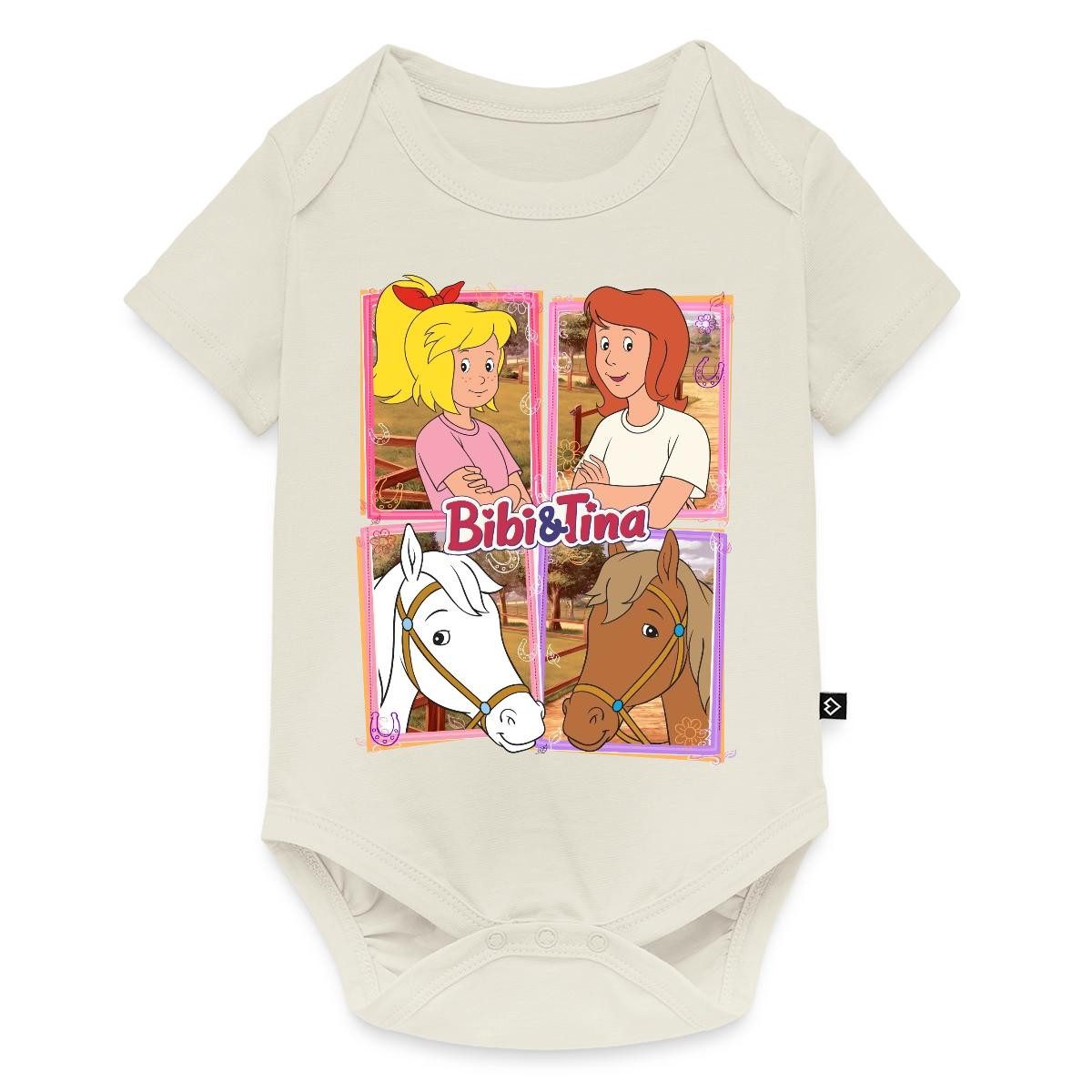 Spreadshirt Kurzarmbody Bibi Und Tina Mit Amadeus Und Sabrina Kachelmotiv Kurzarm Tages Baby B (1-tlg)