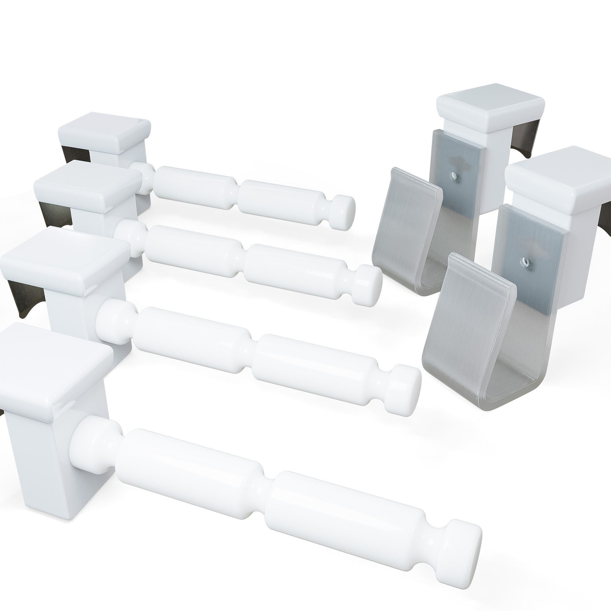 dekohaken24.de Fensterhaken Dekohaken mit Distanzhalter, für Klemmbereiche von 10-27 mm, inkl. 2x Batteriefachhalter, für Sterne, Lichterketten, Kugeln
