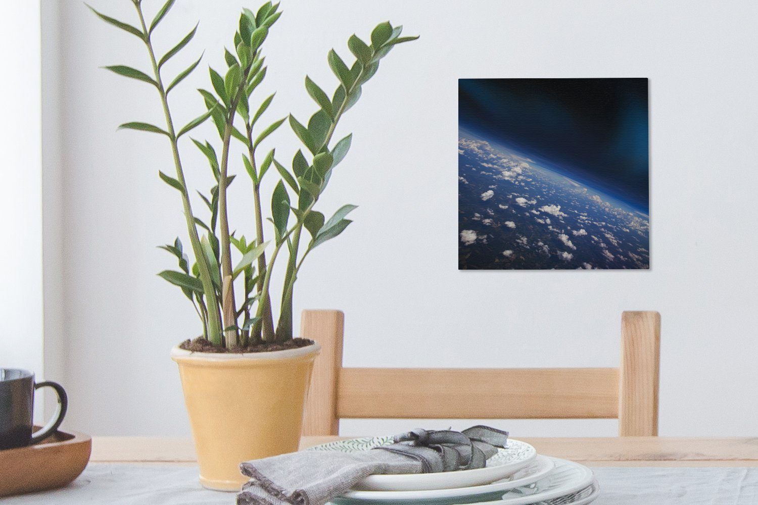 OneMillionCanvasses® Leinwandbild Die Erde (1 Schlafzimmer Leinwand aus Wohnzimmer für Weltraum, Bilder St), dem