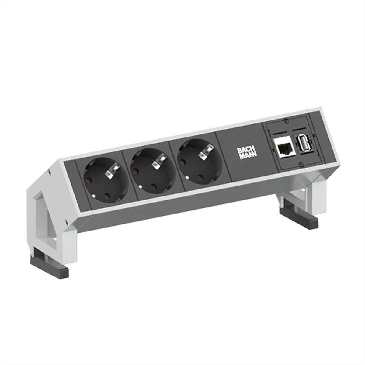Thumbnail - Bachmann DESK2 3x Schutzkontakt Steckdosenleiste (Kabellänge 0.2 m), 1x CAT6 1x USB3 weiss