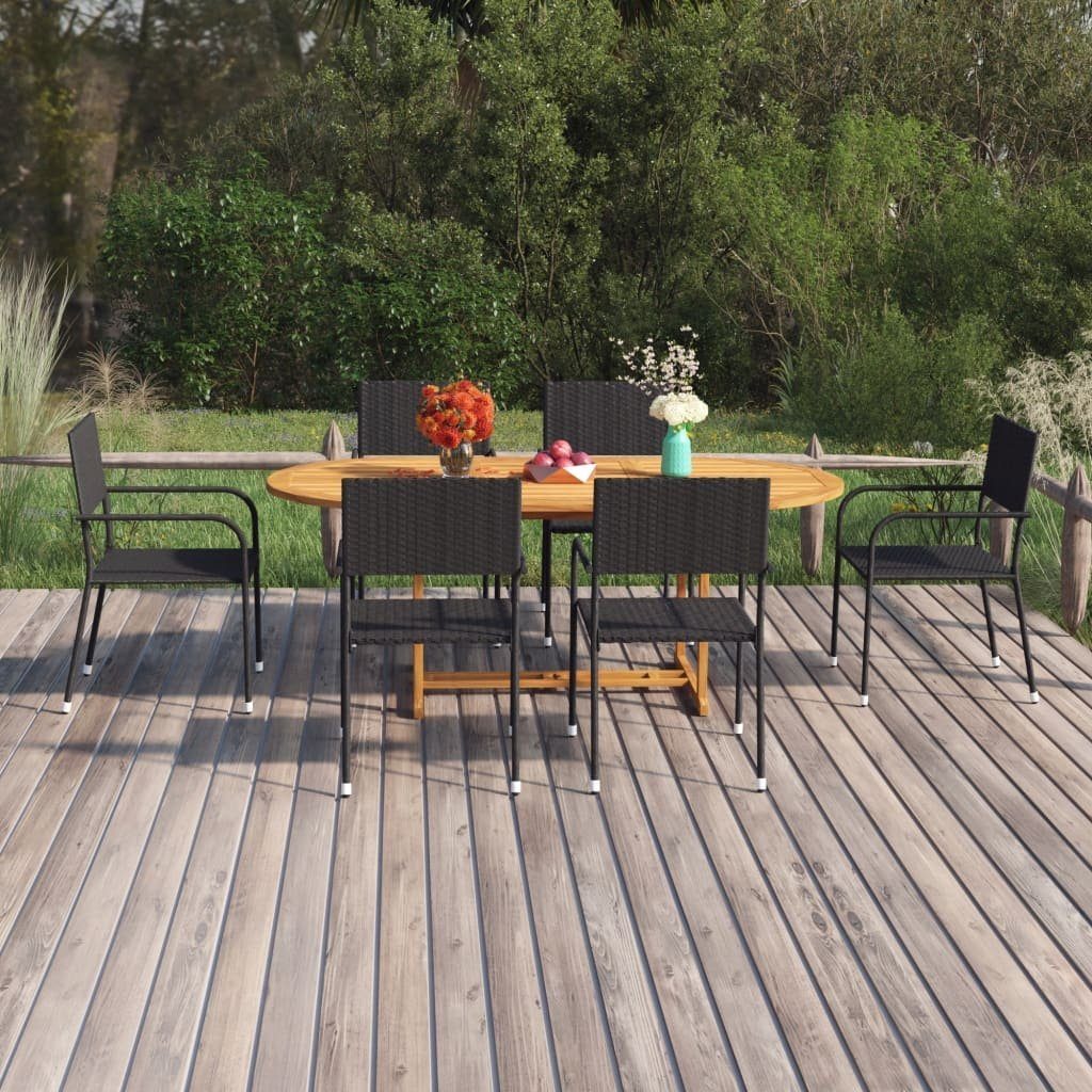vidaXL GartenEssgruppe »7tlg. GartenEssgruppe Poly Rattan Schwarz