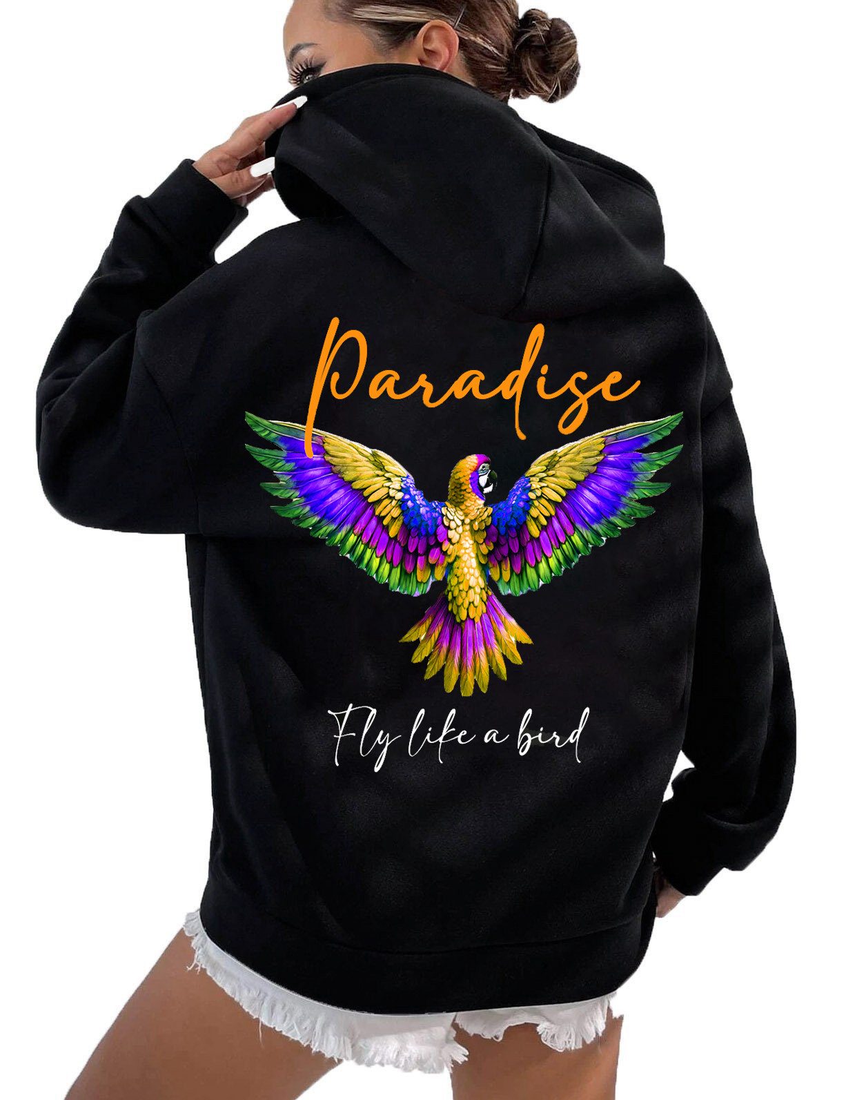 RMK Kapuzenpullover Damen Hoodie Papagei "Paradise" günstig online kaufen