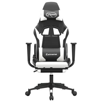 vidaXL Bürostuhl Gaming-Stuhl mit Fußstütze Schwarz und Weiß Kunstleder Home Office Ses