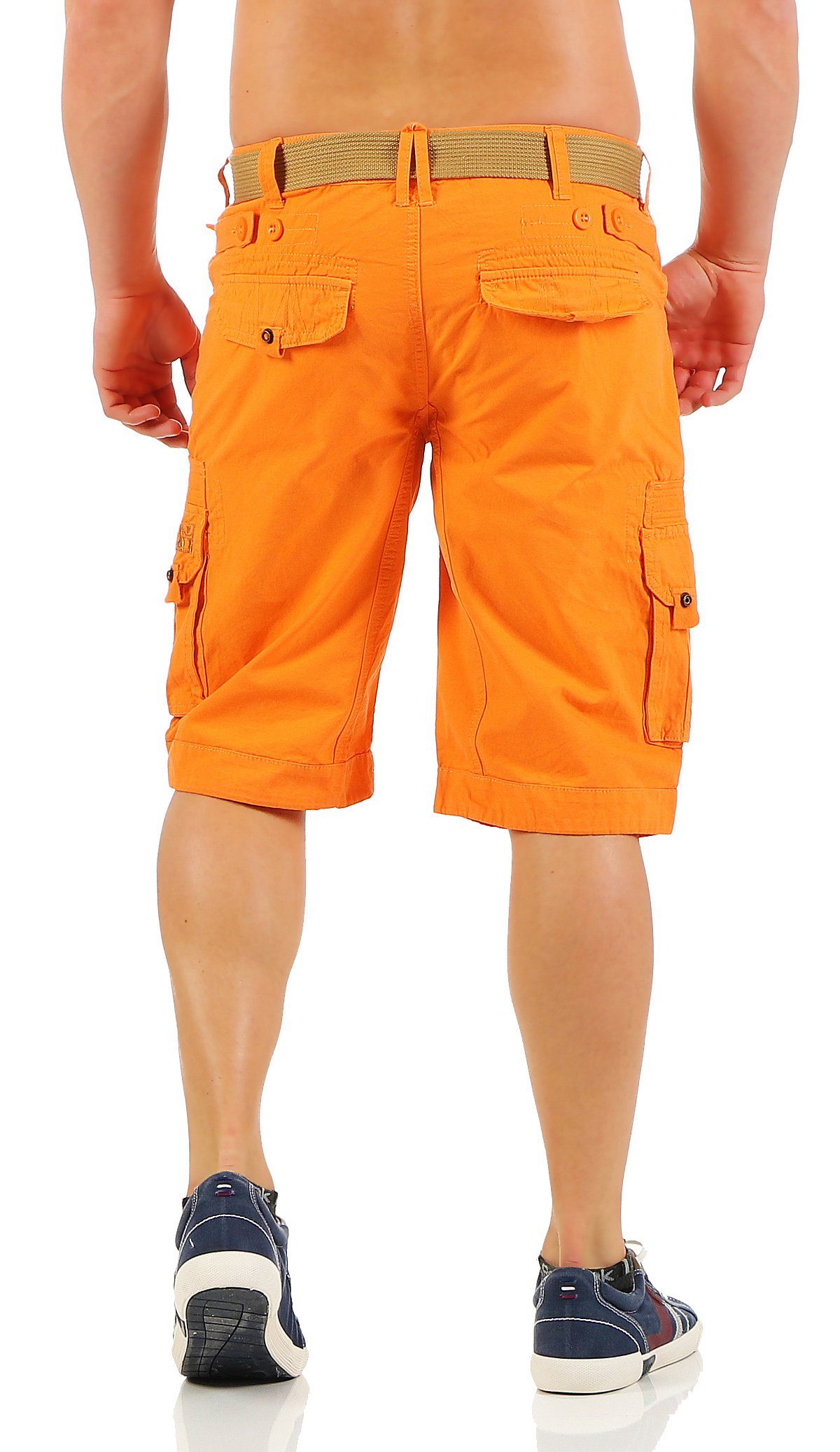 Cargoshorts Gürtel) Hose, abnehmbarem unifarben (mit PARK Norway Orange Geographical Norway Shorts, Geographical Shorts kurze Herren