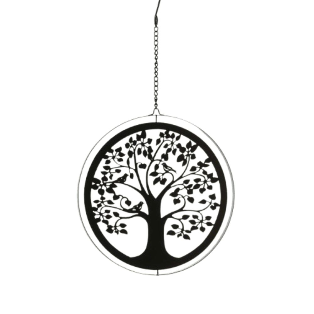 Home-trends24.de Hängedekoration Wanddekoobjekt Aufhänger Lebensbaum Metall Hänger Ø 22 cm