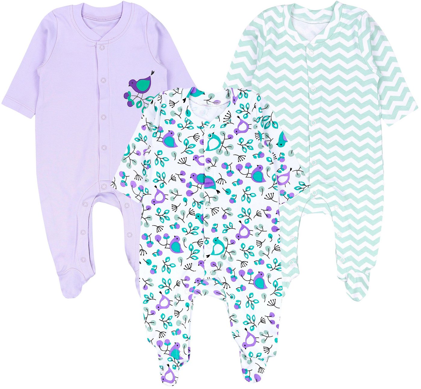 TupTam Schlafoverall TupTam Baby Mädchen Schlafstrampler mit Fuß 3er Pack