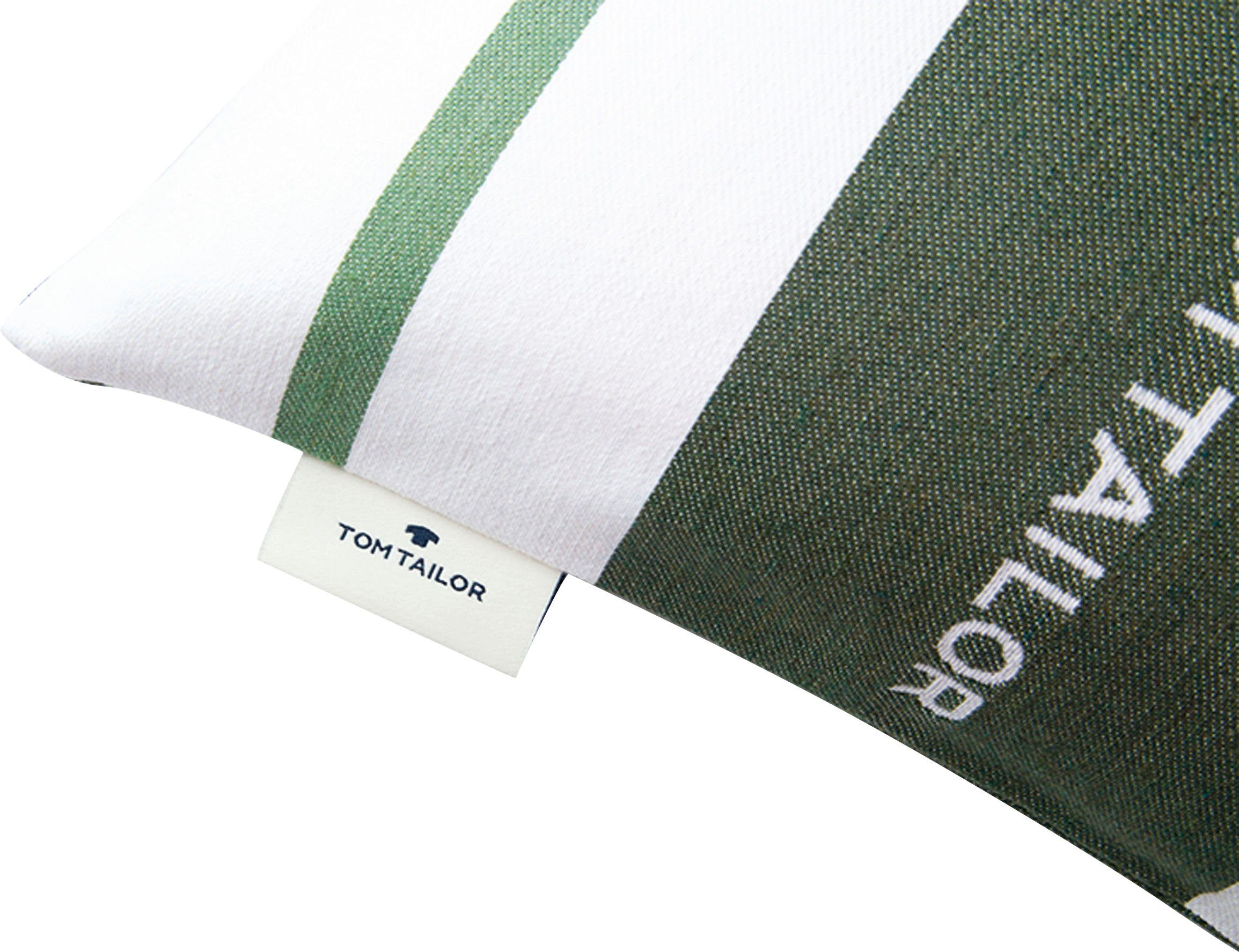 Kissenhülle Markenlogo, mit TAILOR TOM ohne eingewebtem Logo, Dekokissen Füllung, grün/dunkelgrün/waldgrün/forest 1 Stück HOME