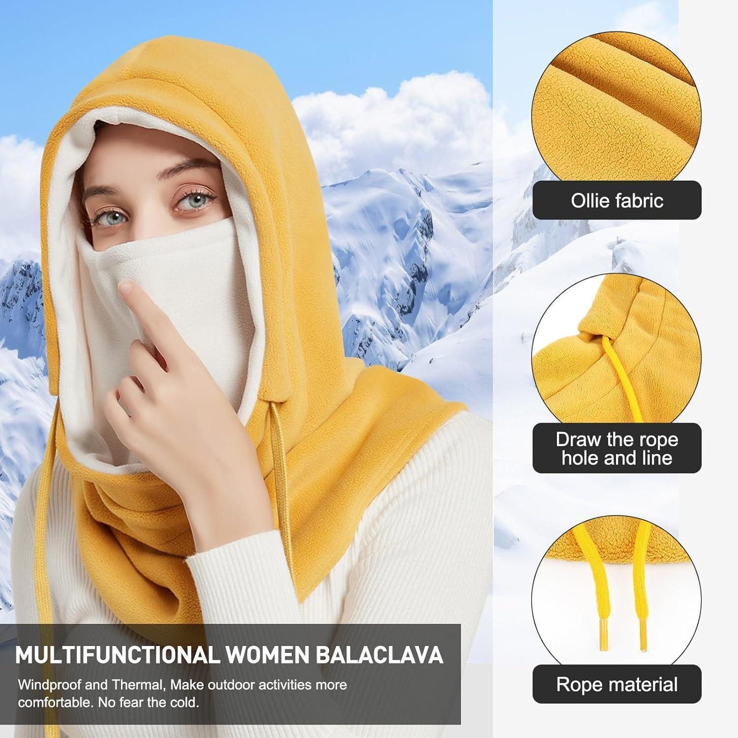 LuxusKollektion Sturmhaube Sturmhaube Thermo Fleece Skimaske Damen Einheitsgröße Gelb
