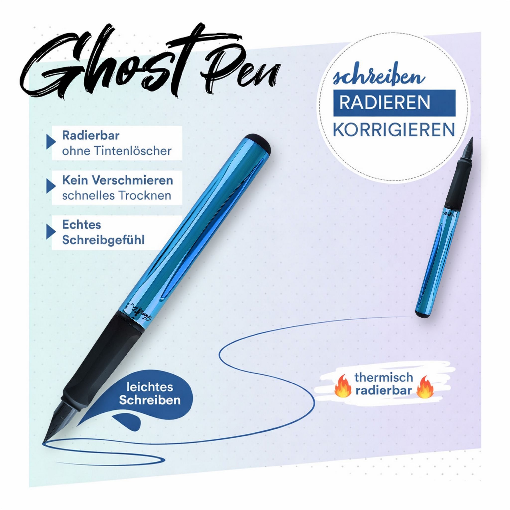 McNeill Füller McNeill Ghost Pen Füller mit radierbare Tinte ergonomisch nachfüllbar