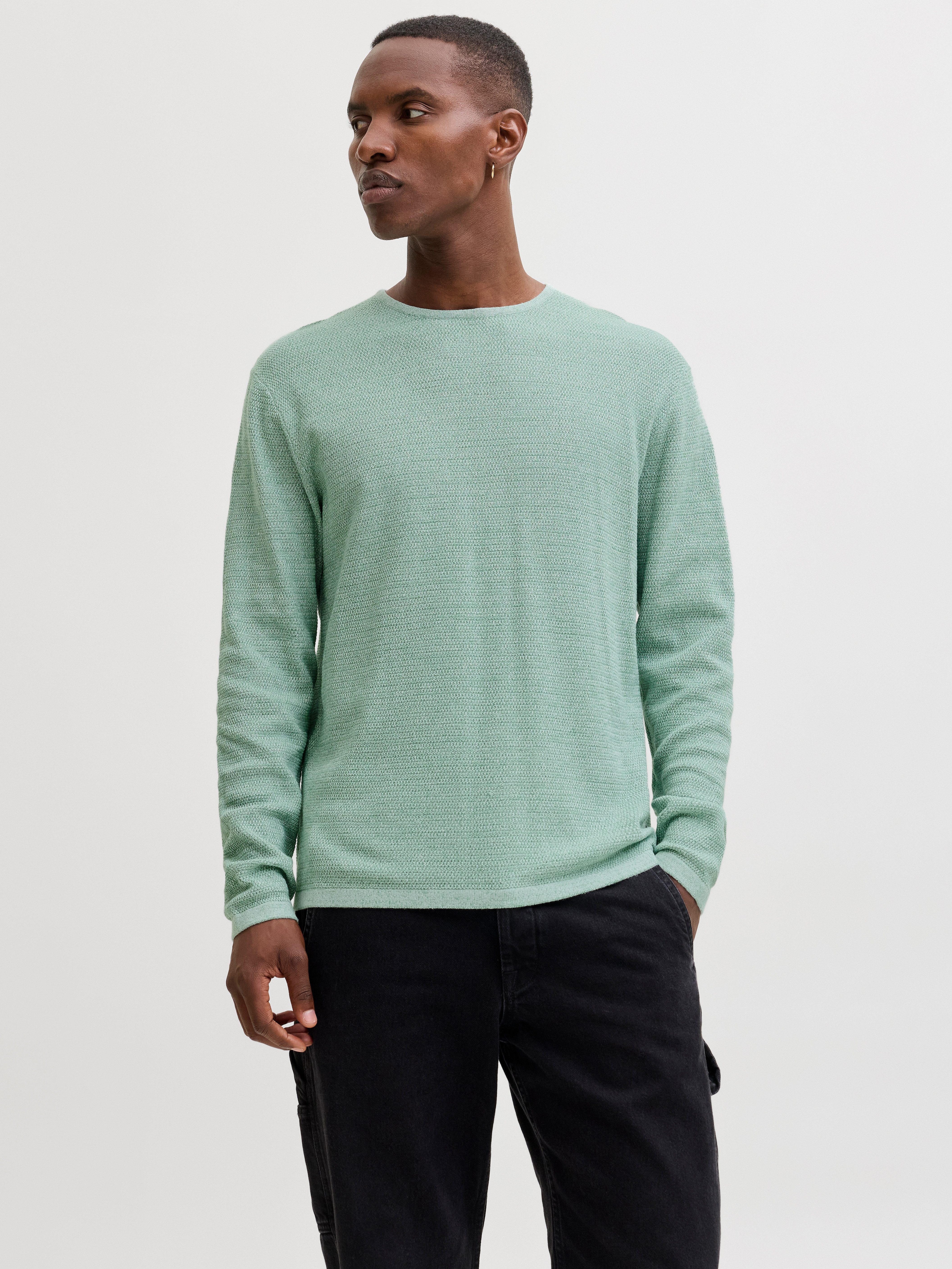 Jack & Jones Rundhalspullover JJEGEORGE KNIT CREW NECK NOOS mit Strick Optik