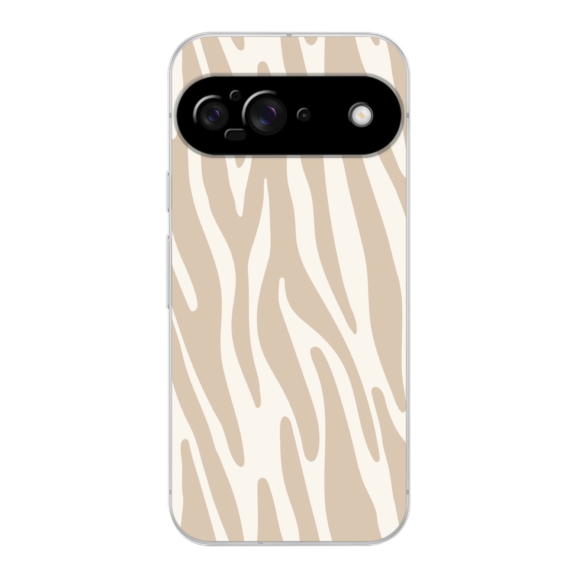 MuchoWow Handyhülle für Google Pixel 9 Zebramuster - Beige - Weiß - Tiermuster, Handy Case, Silikon, Bumper Case Dünn