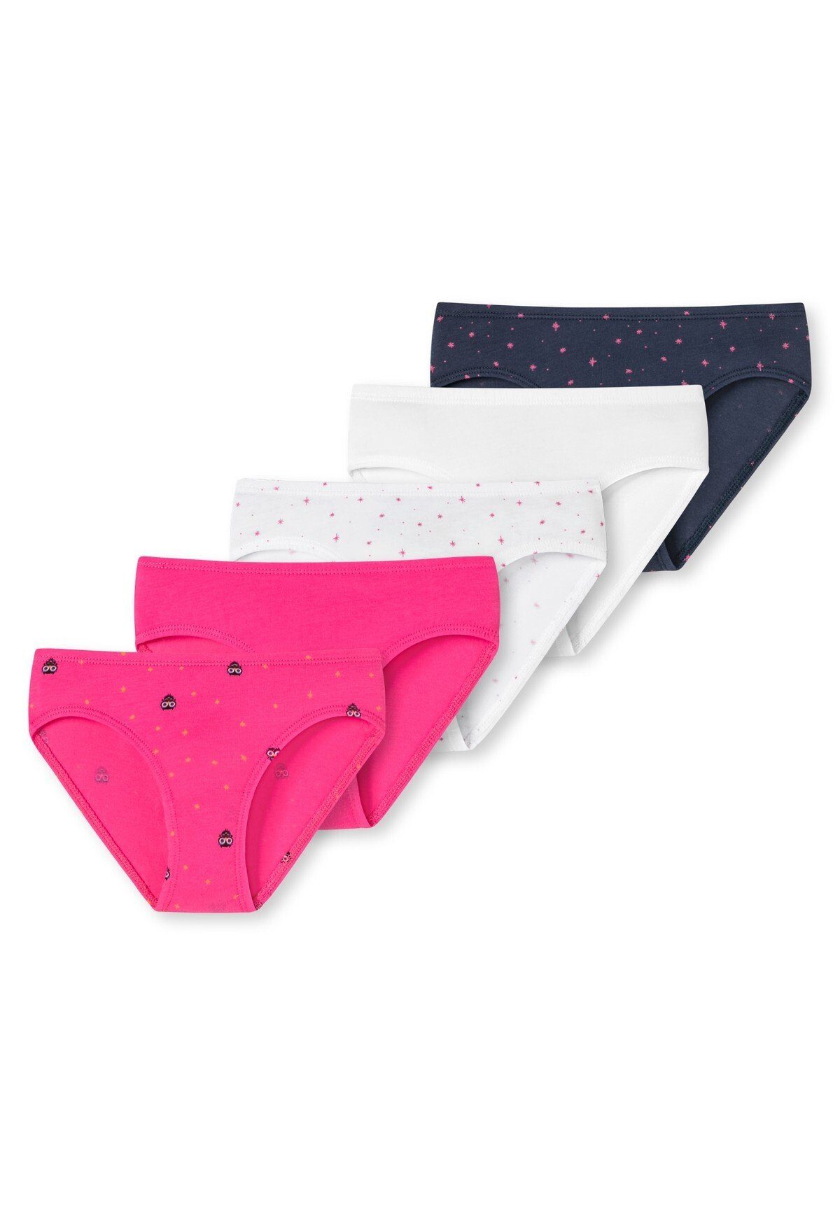 Schiesser Slip Mädchen Slips Pink/Weiß/Dunkelblau Pack Shorts 5er Pants, Unterhose, 