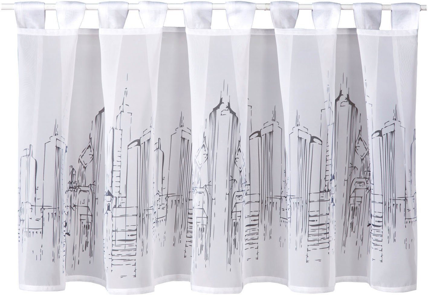 Gerster Scheibengardine Paul (1 St), Schlaufen, transparent, HxB: 50x150, mit modernem Druckdesign