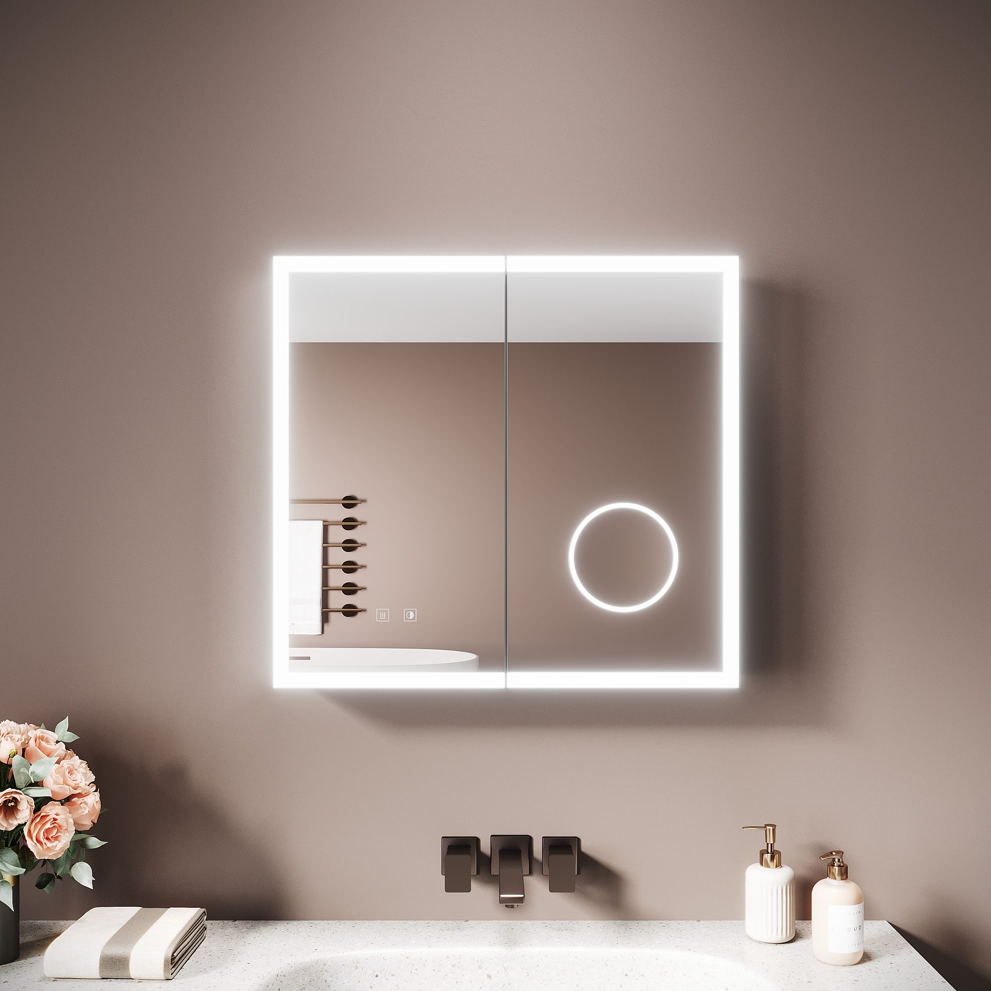 SONNI Spiegelschrank Spiegelschrank Badezimmerschrank mit Beleuchtung mit 3 günstig online kaufen