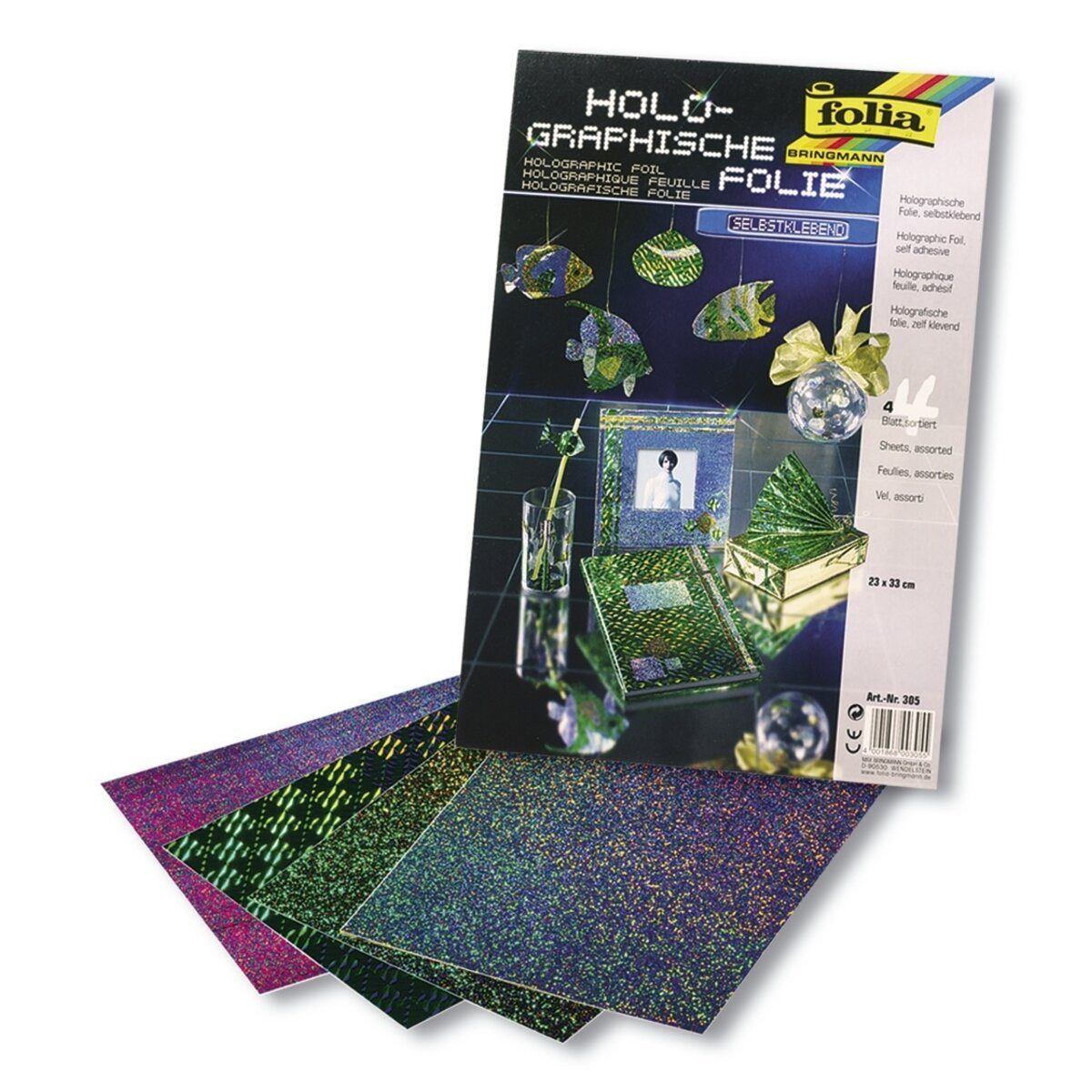 Folia Bastelfilz Hologrammfolie - selbstklebend 23 x 33 cm 4 Blatt.