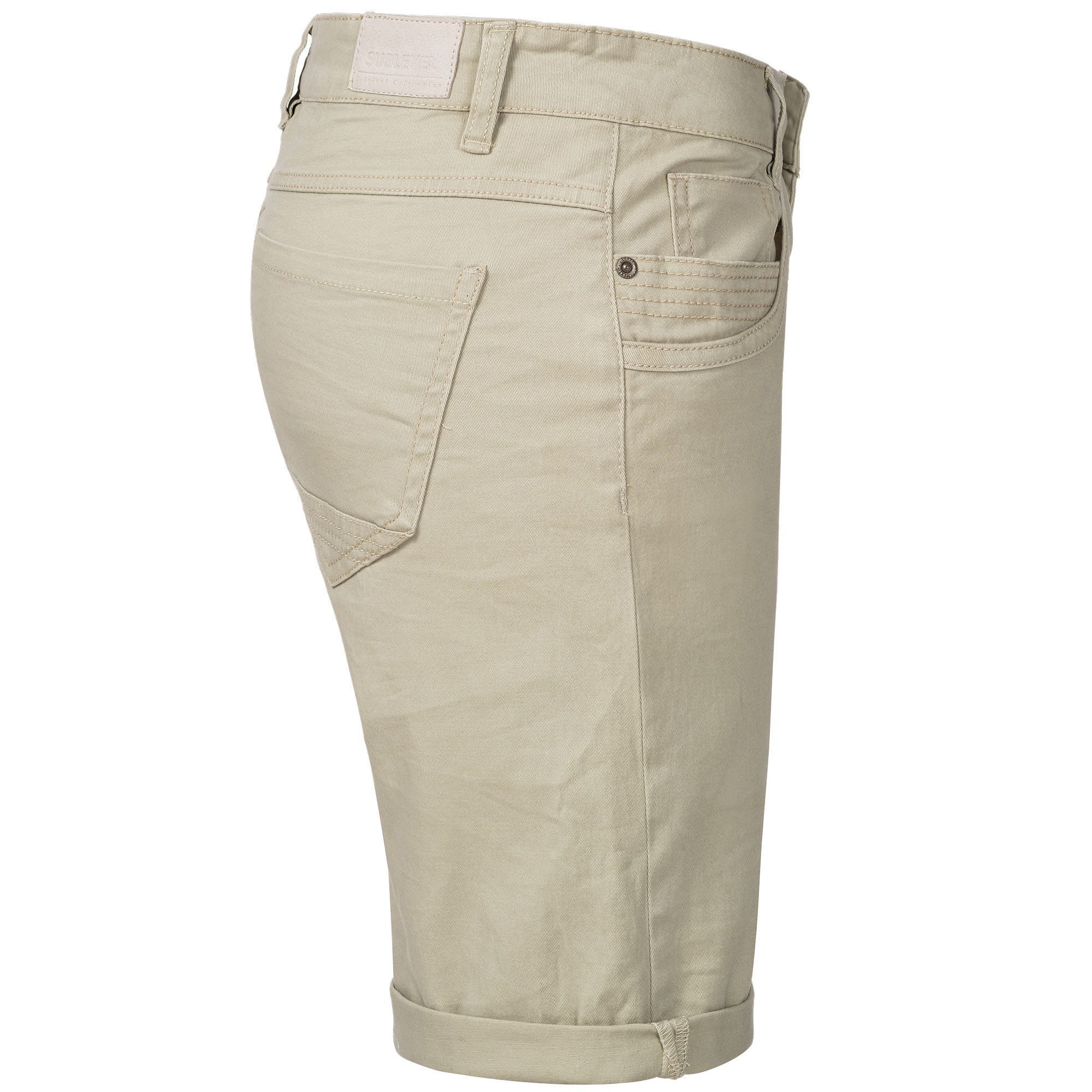 SUBLEVEL Shorts Damen Bermudas kurze Hose Baumwolle Jeans Sommer Chino Stoff