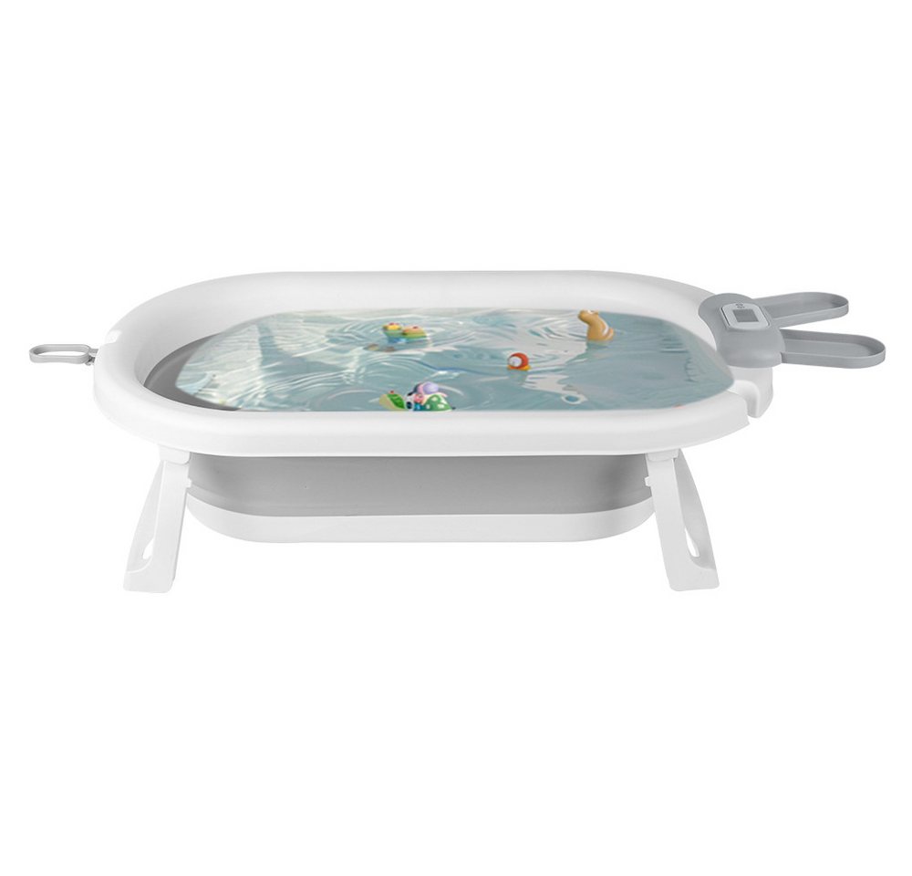 JEOBEST Babybadewanne Baby Badewanne Faltbar Mit Rutschfestem Badewannensitz, Baby Bathtub, Babygeschenk, Mit Badethermometer, Grau