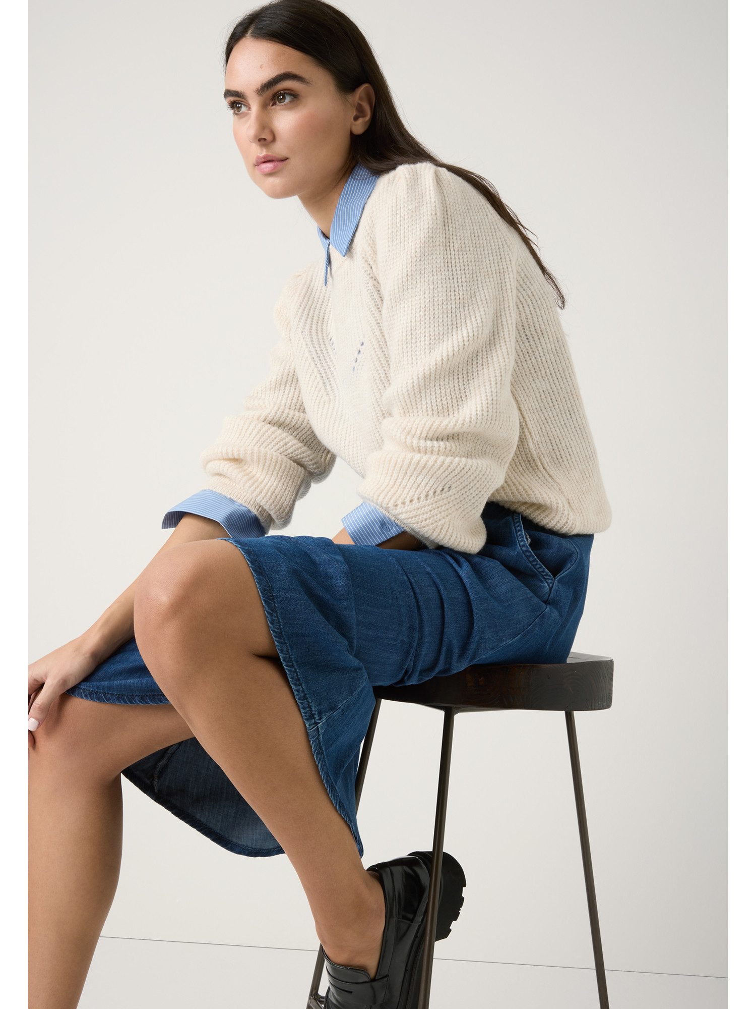 MORE&MORE Rundhalspullover kuscheliger Rippstrickpullover