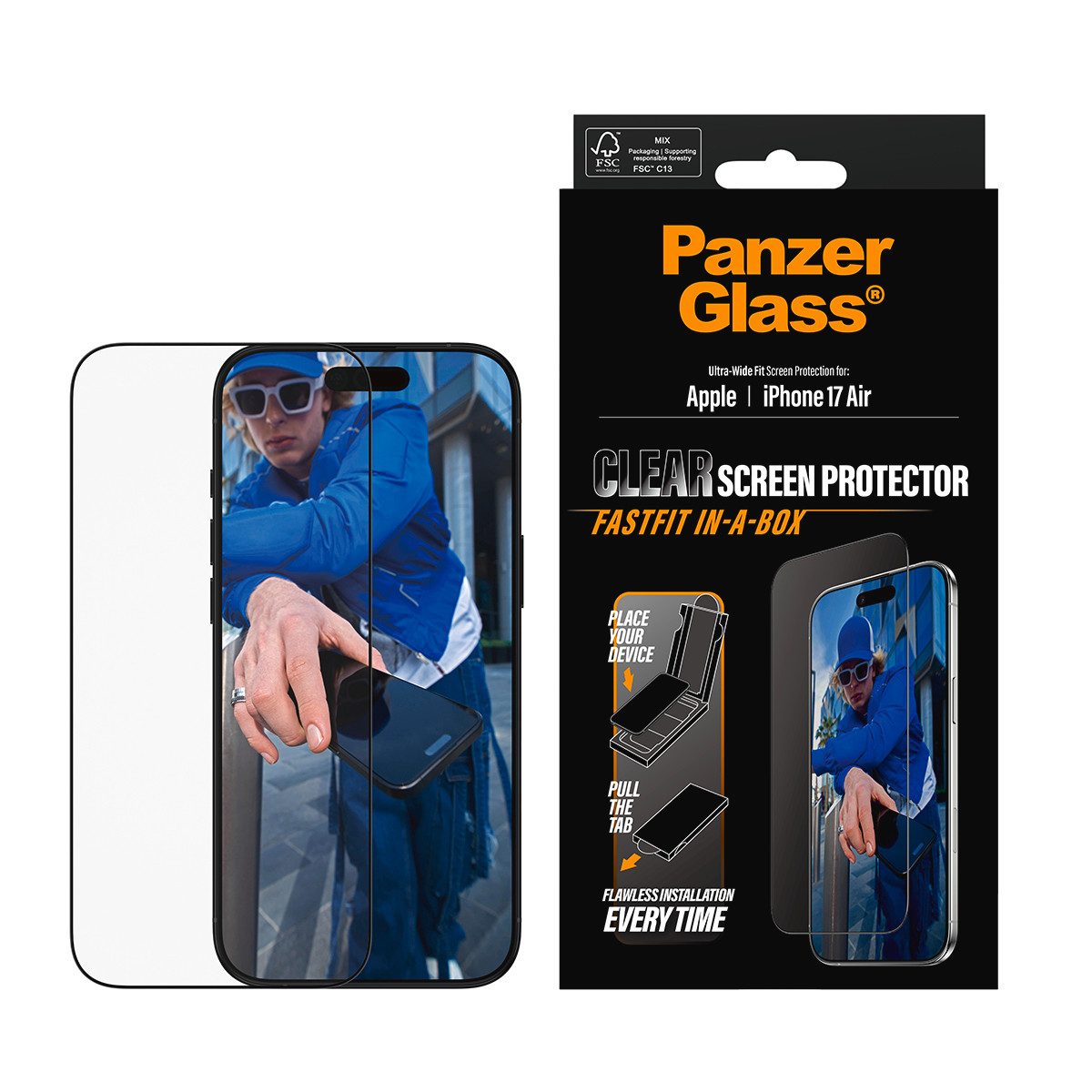 Displayschutzglas Ultra-Wide Fit Screen Protector FASTFIT IN-A-BOX