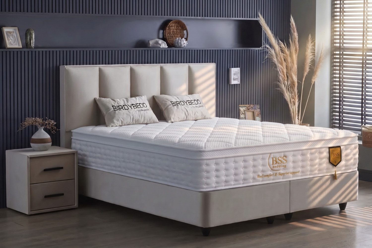 Pointhome Boxspringbett mit Bettkasten, Bett mit Matratze & Stauraum, mit/ohne Nachttisch (140x200 cm, 1 Bettkopfteil, 1x H3 Matratze, 2 Bettkasten, 2 optionale Nachtschrank), Boxbett und Stauraum