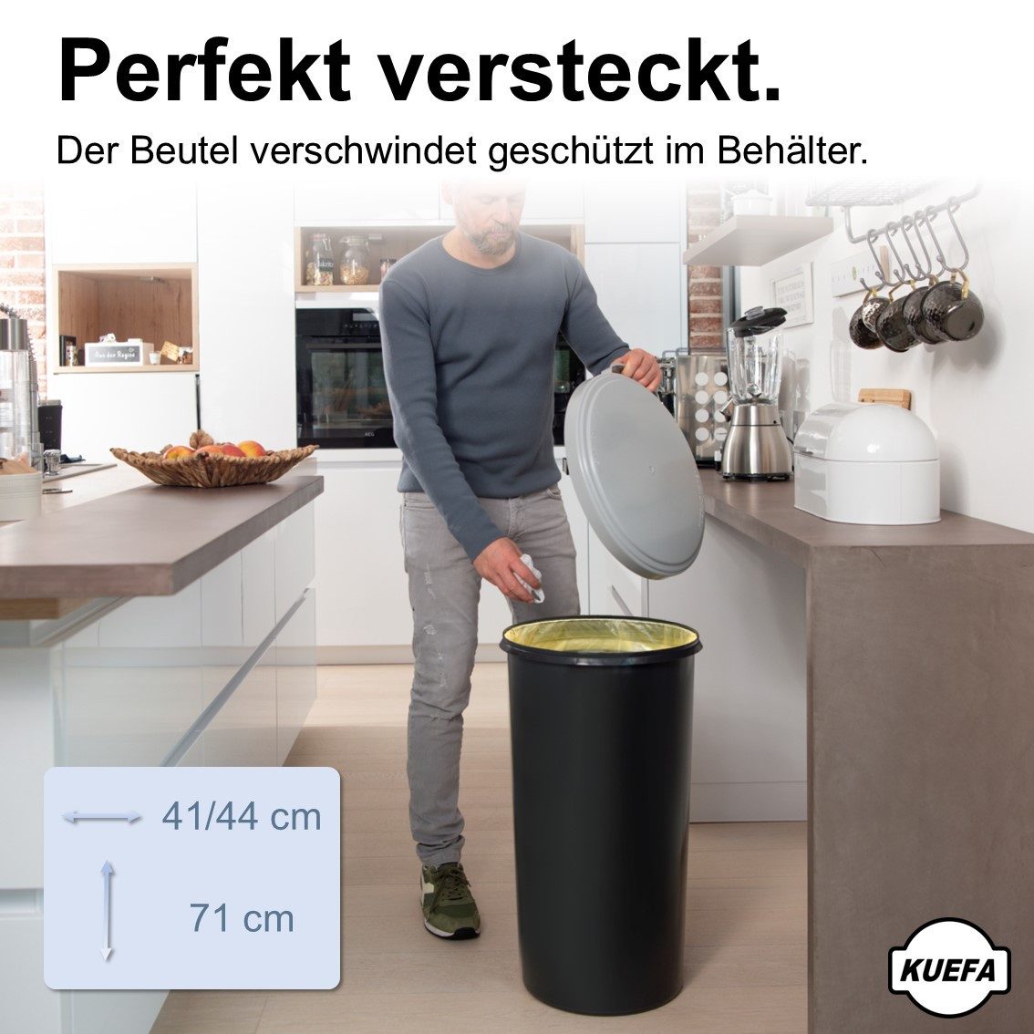 KUEFA Müllsackständer VLC 60L Mülleimer Gelber Sack, inkl. Klemm-Ring, Geruchsdicht – Bild 5 von 5