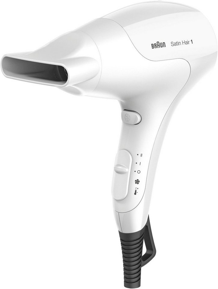 Braun Haartrockner Braun Satin Hair 1 Power Perfection, 1800 W, Kompakt und  ergonomisch, 2 kombinierte Temperatur-/Luftstrom Einstellungen inkl.  Kaltstufe