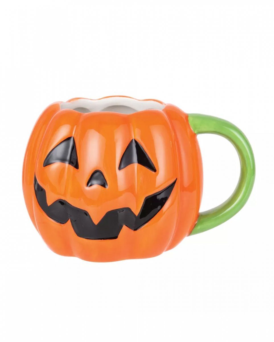 Horror-Shop Geschirr-Set Grinsender Kaffeebecher, Halloween Pumpkin Keramik