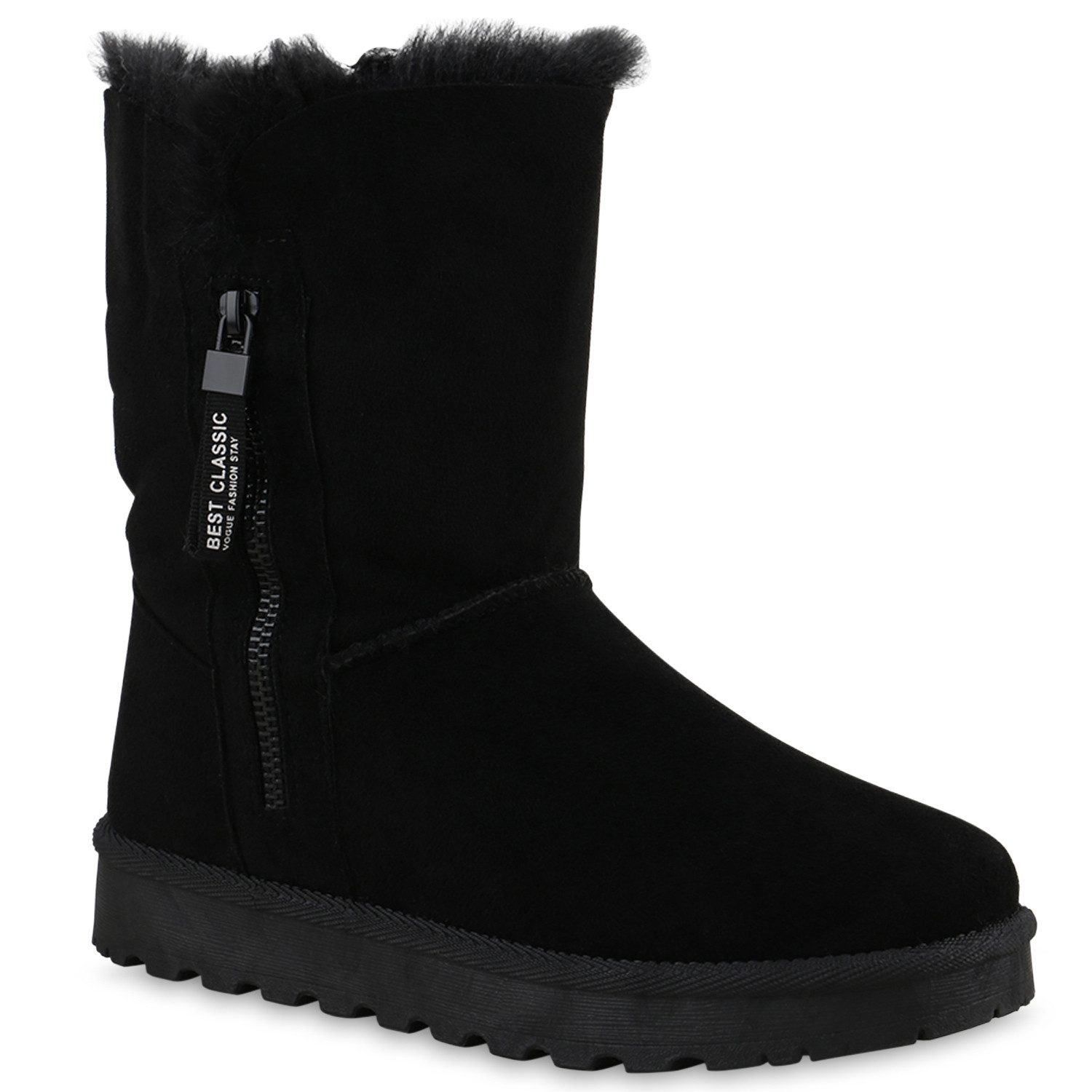 VAN HILL 839666 Winterstiefelette Damen Winter Boots Stiefeletten flach warm gefüttert Hazel
