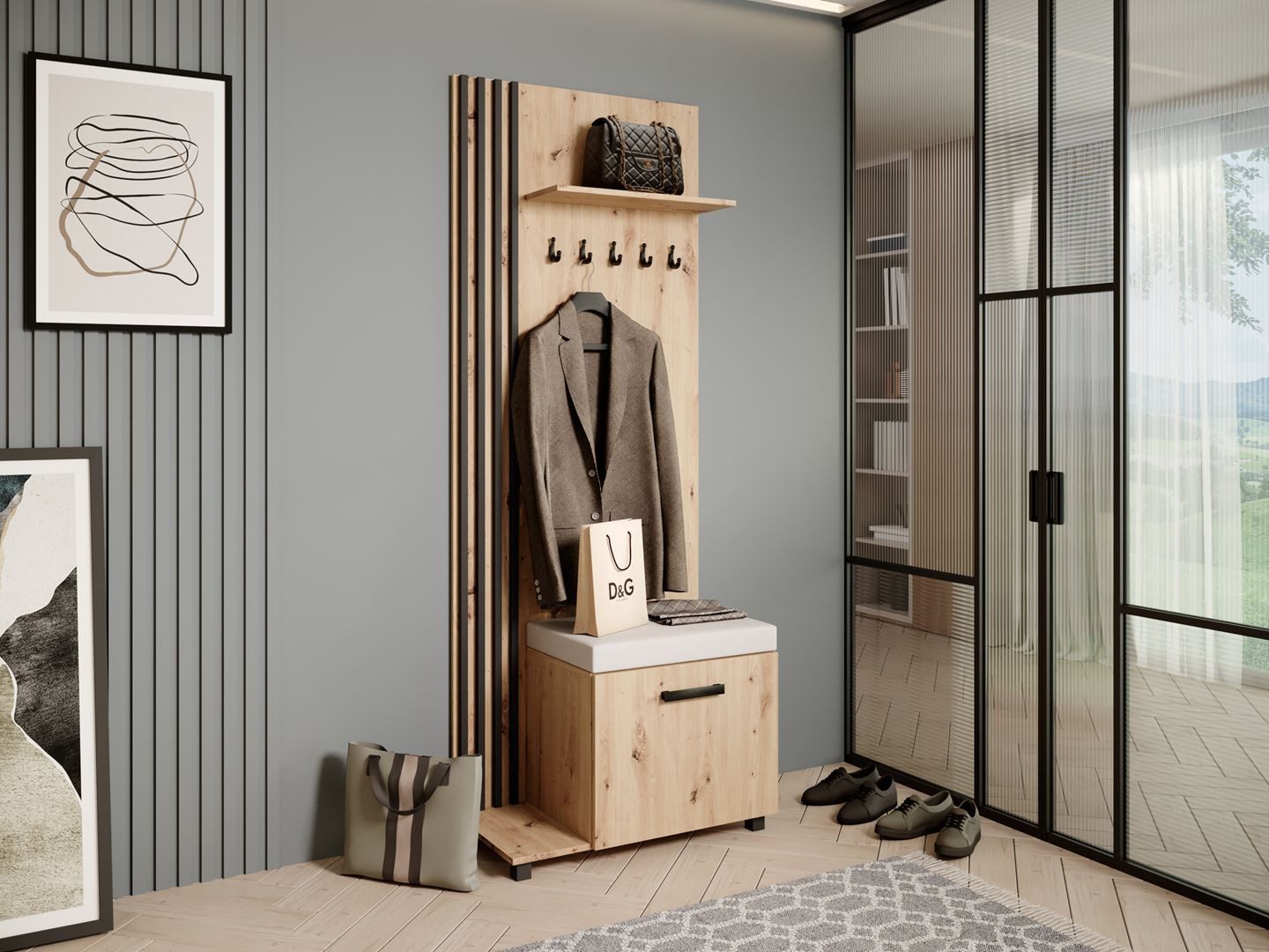 Beautysofa Garderobenschrank Garderobenschrank mit Aufhängern LIVIA günstig online kaufen