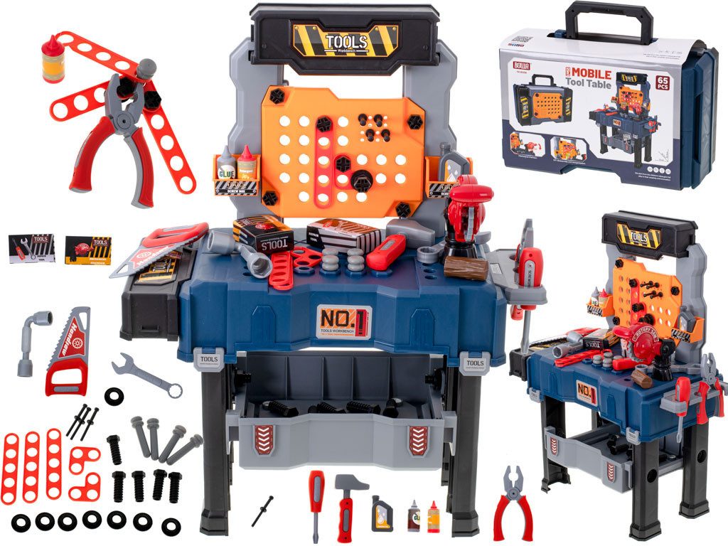 Ikonka Kinder-Werkzeug-Set Kinder Werkbank 65 teilig Werkzeug Set Spielzeug Werkstatt Tisch, (Kinder Werkbank 65 teilig Werkzeug Set Spielzeug Werkstatt Set, 65-tlg., 65 teilig Werkzeug Set Werkbank Kinder Spielzeug Koffer Tisch), 65 teilig Werkzeug Set Werkbank Kinder Spielzeug Koffer Tisch