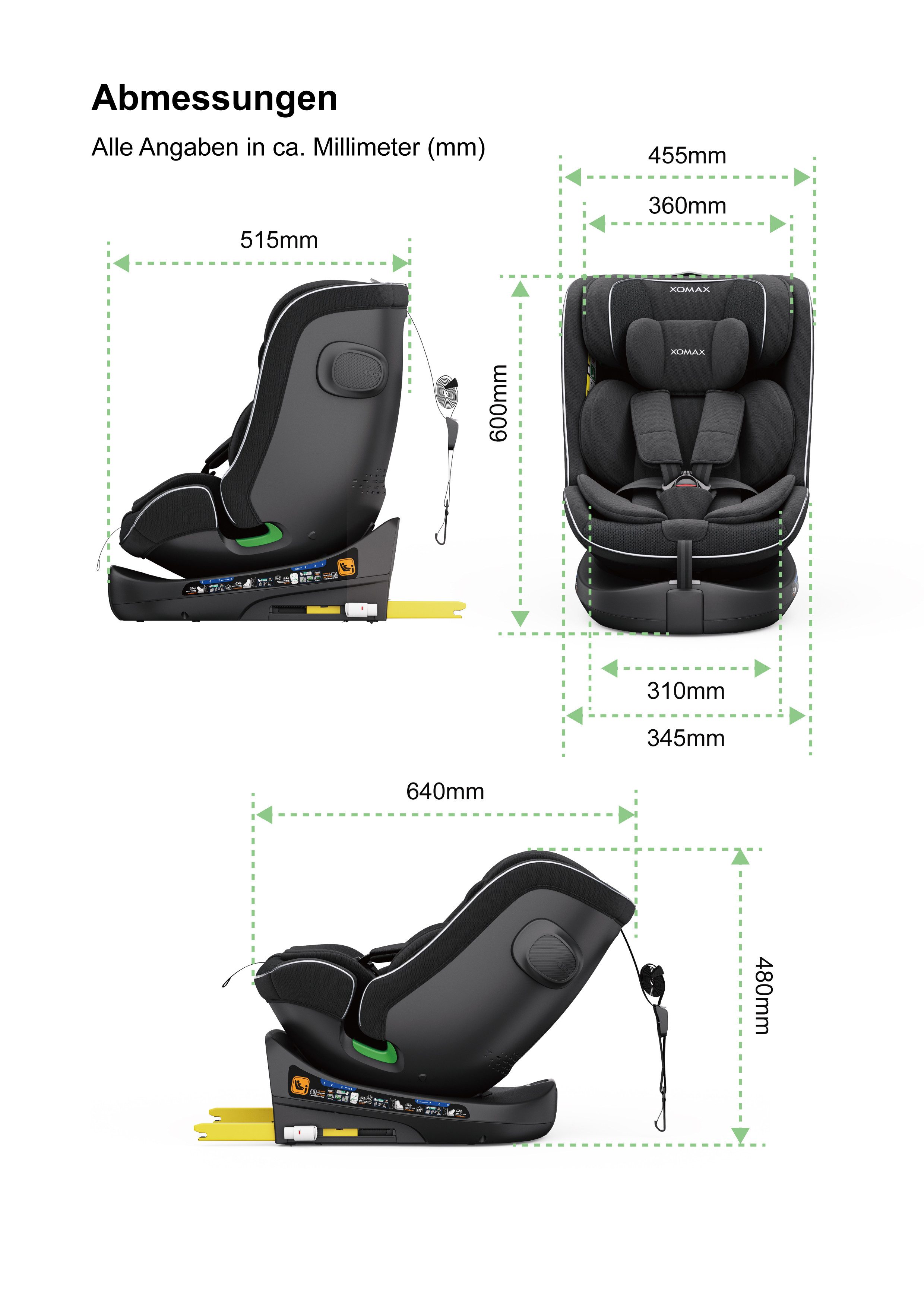 XOMAX Autokindersitz XOMAX Nova Kindersitz mit ISOFIX Auto 0-36kg AUTOSITZ 360°Drehbar, bis: 12 Jahre, (1-tlg) – Bild 4 von 5