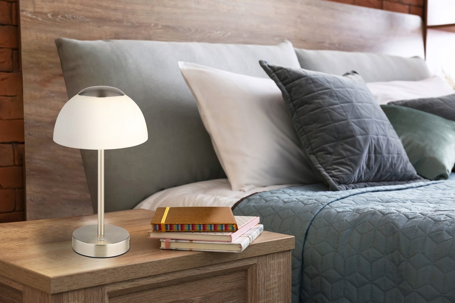 GLOBO LIGHTING LED Tischleuchte SARIMA, H 31 cm, Nickelfarben, Weiß, Metall günstig online kaufen