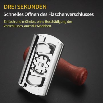 Daisred Multiöffner Dosenöffner Manueller Flaschenöffner Edelstahl Glasöffner Holzgriff, Deckel Öffner