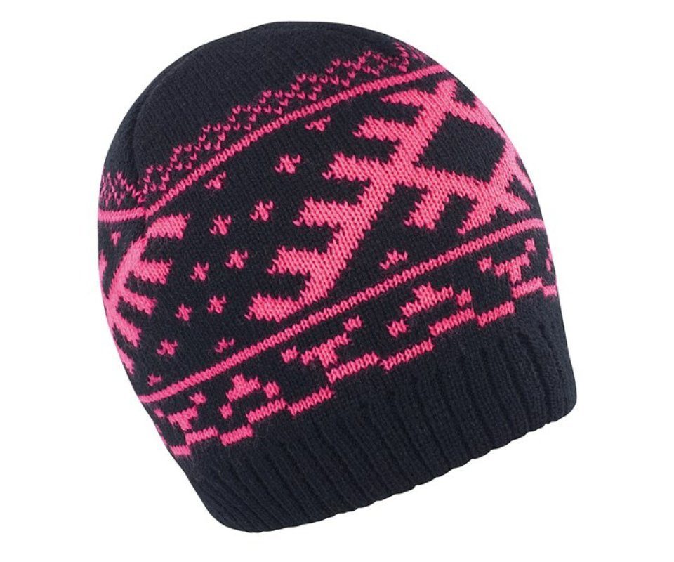 Schwarz/Pink Herren Damen Winter Futter Strick Mütze Headwear Fleece NEU Ski Result Strickmütze