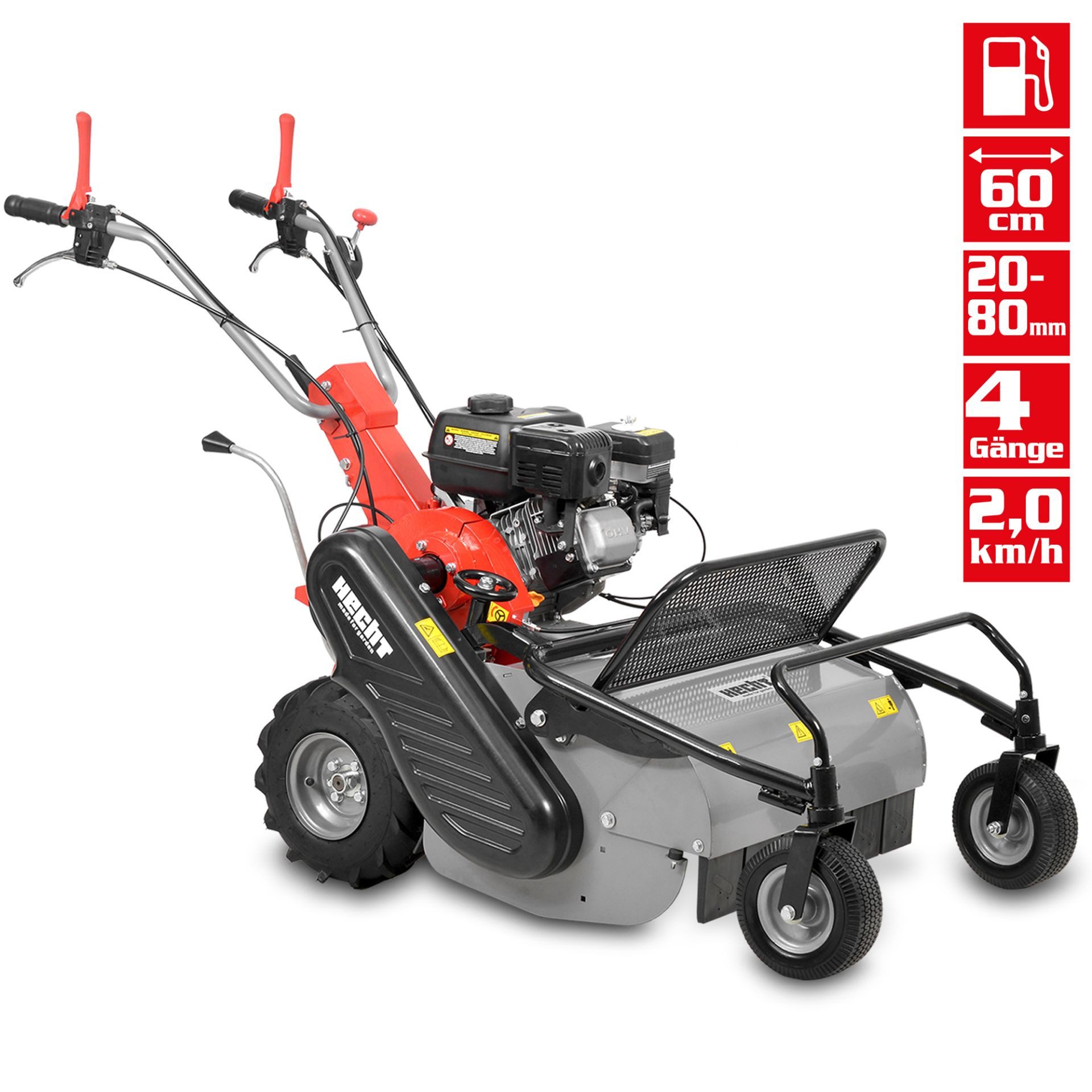 Hecht Schlegelmäher 5812 Profi Benzin 7,07 PS, 60 cm Schnittbreite, Radantrieb, 32 Schlegelmesser, Hochgrasmäher