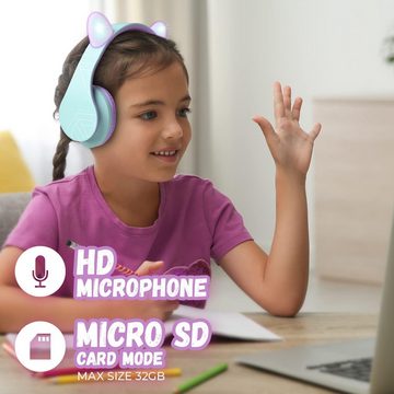 PowerLocus Vielseitige Anschlussmöglichkeiten Kinder-Kopfhörer (komfortable Design mit weichen Schaumstoff-Ohrpolstern und einem gepolsterten Kopfbügel sorgt für stundenlangen Tragekomfort, Audiokabel mit gesundheitsbewussten 85 dB Grenze bieten Musikgenuss)