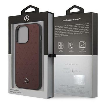 Mercedes Handyhülle Case iPhone 13 Pro Cover Echtleder rot geprägt