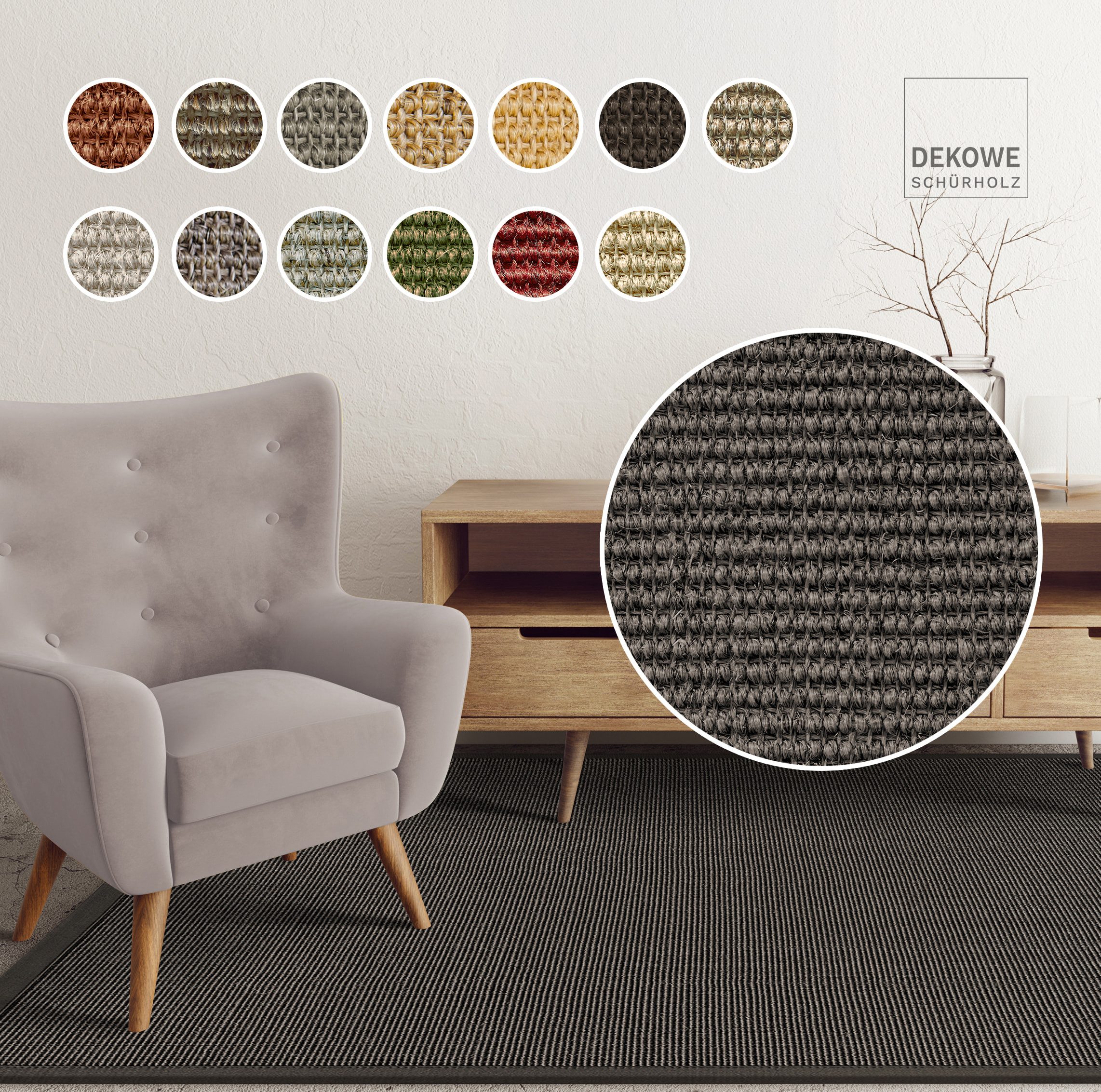 Dekowe Sisalteppich Mara S2 mit Bordüre, rechteckig, Höhe: 5 mm, Flachgewebe, Material: 100% Sisal, Wohnzimmer, Kundenliebling