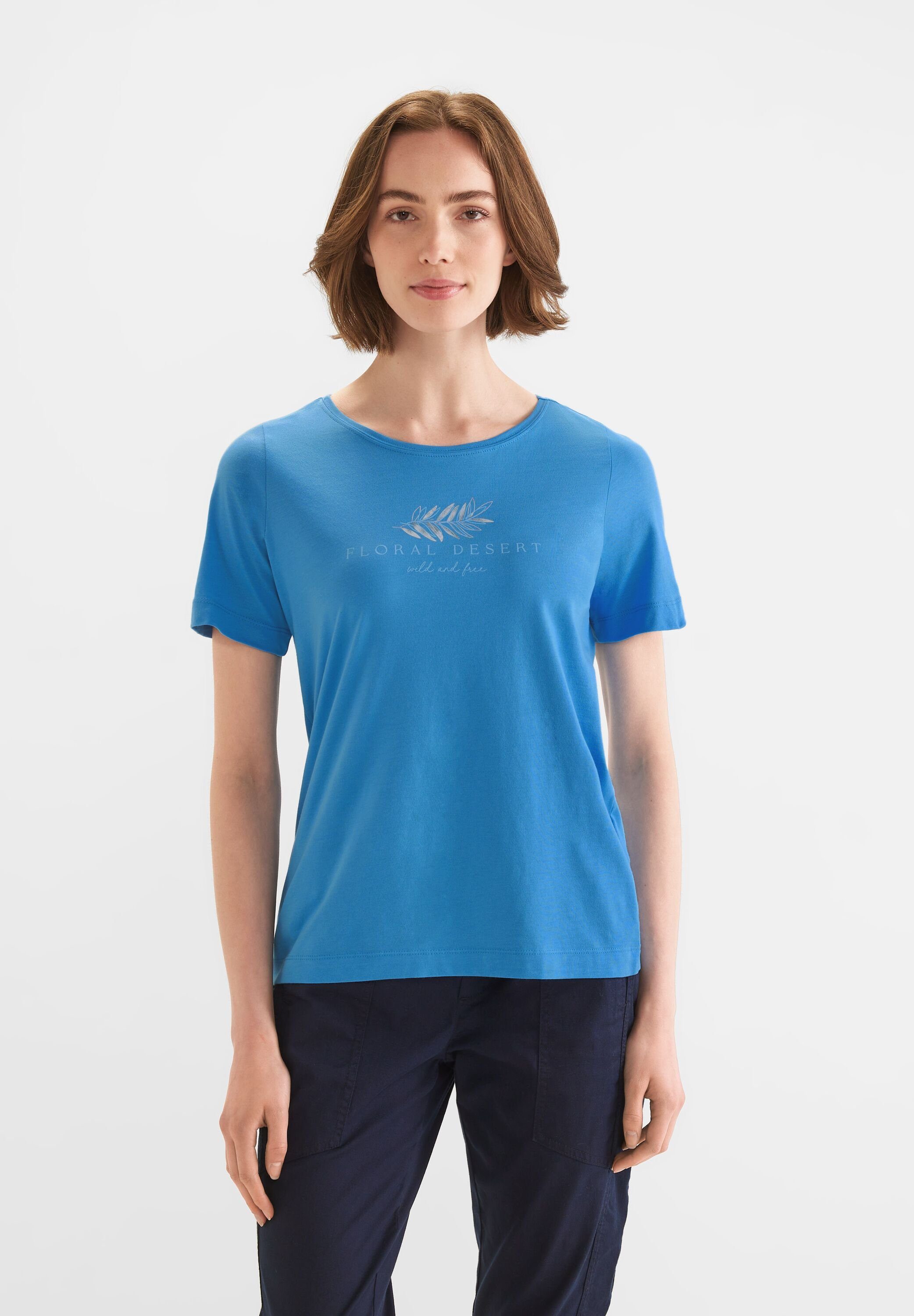 STREET ONE Damen blau (1-tlg), Langarmshirt T-Shirt