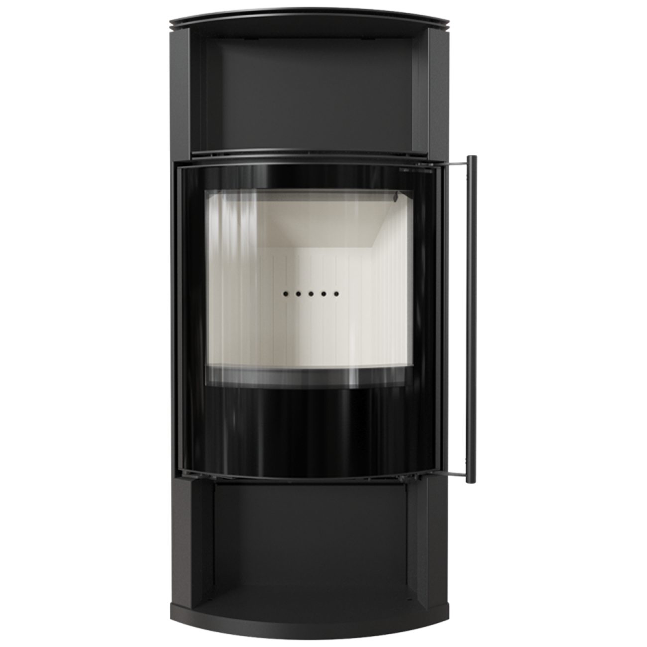 Kratki Kaminofen Kaminofen aus Stahl TOFA Ø 150 8 kW schwarz Verkleidung, 8,00 kW, Dauerbrand, Stahl schwarz Brennkammer schwarz