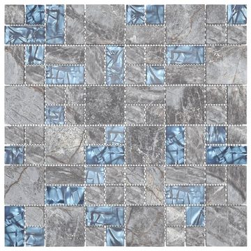 vidaXL Wandpaneel Mosaikfliesen 11 Stk Grau Blau 30x30 cm Glas