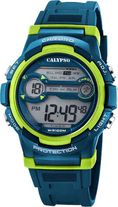 CALYPSO WATCHES Digitaluhr Calypso Jugend Uhr Digital K5808/3 PU, (Armbanduhr), Jugenduhr rund, groß (ca. 40mm), Kunststoffarmband, Sport-Style