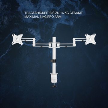 DELTACO WHITE LINE WA90 Doppelmonitor-Tischhalterung, 17"-32" VESA Halterung, (inkl. 5 Jahre Herstellergarantie)